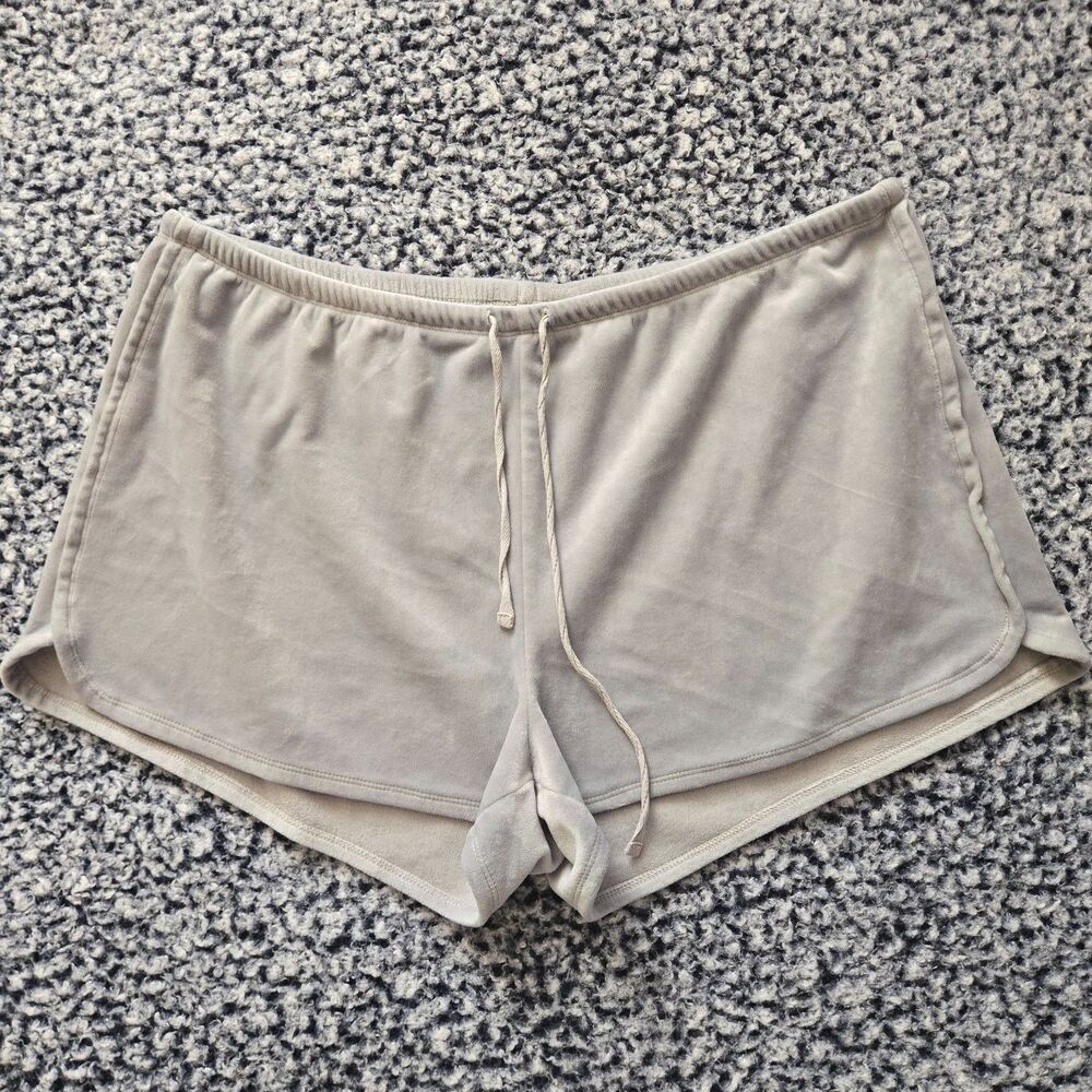 Cynthia Rowley Sleepwear Gray Velour Dolphin Pajama Shorts Drawstring Womens XL
